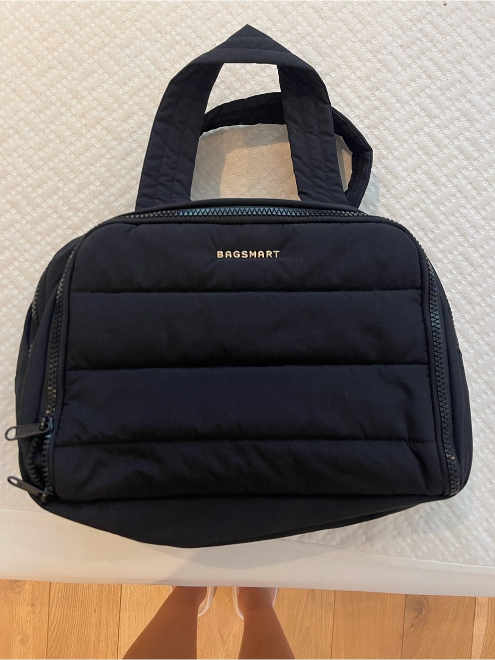 BAGSMART Black Quilted Toiletry Dopp Kit